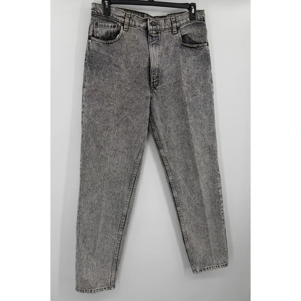 Vintage Levis 550 Relaxed Fit Tapered Leg Grey Acid Wash Jeans USA Made 36x32